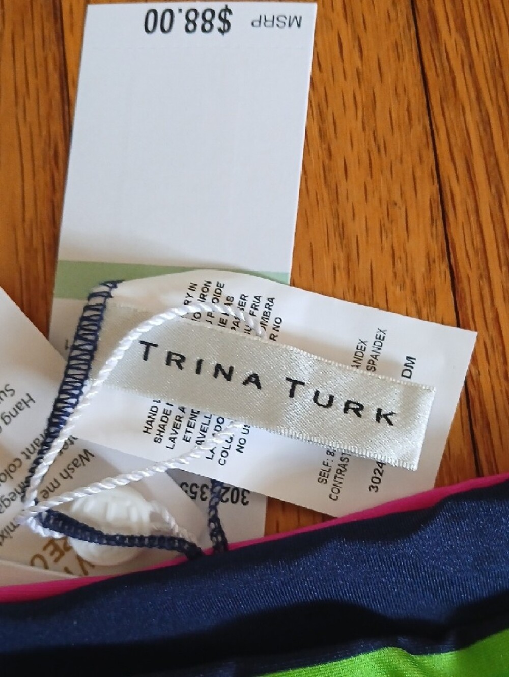 NWT Trina Turk Women's Striped Hipster Bikini Swim Bottom Pink Multi ■ Size 8 - Picture 8 of 8